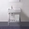 Modern Ceramic Console Sink With Counter Space and Chrome Base, 24